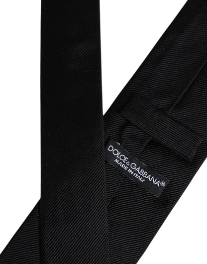 Black Solid Silk Adjustable Necktie Tie