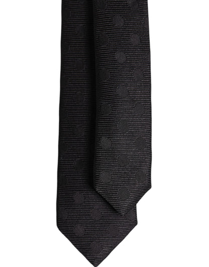 Black Circles Silk Adjustable Necktie Tie