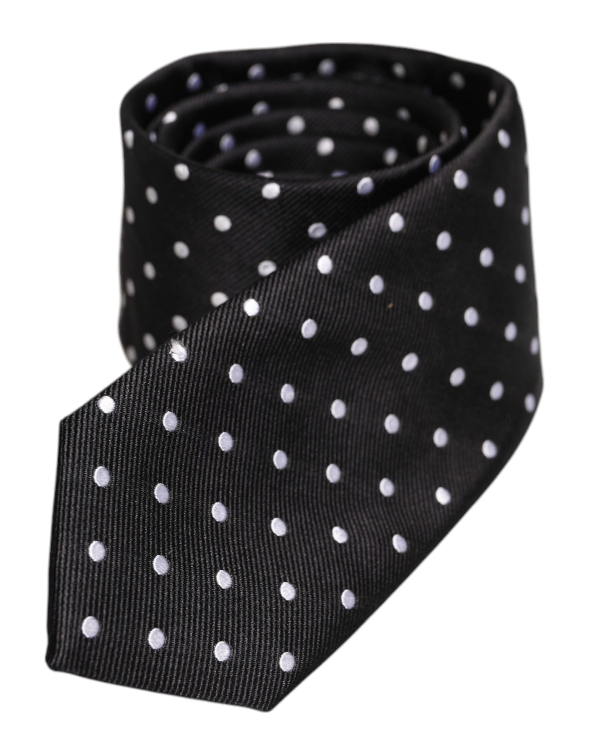 Black Polka Dots Silk Adjustable Necktie Tie