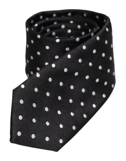 Black Polka Dots Silk Adjustable Necktie Tie