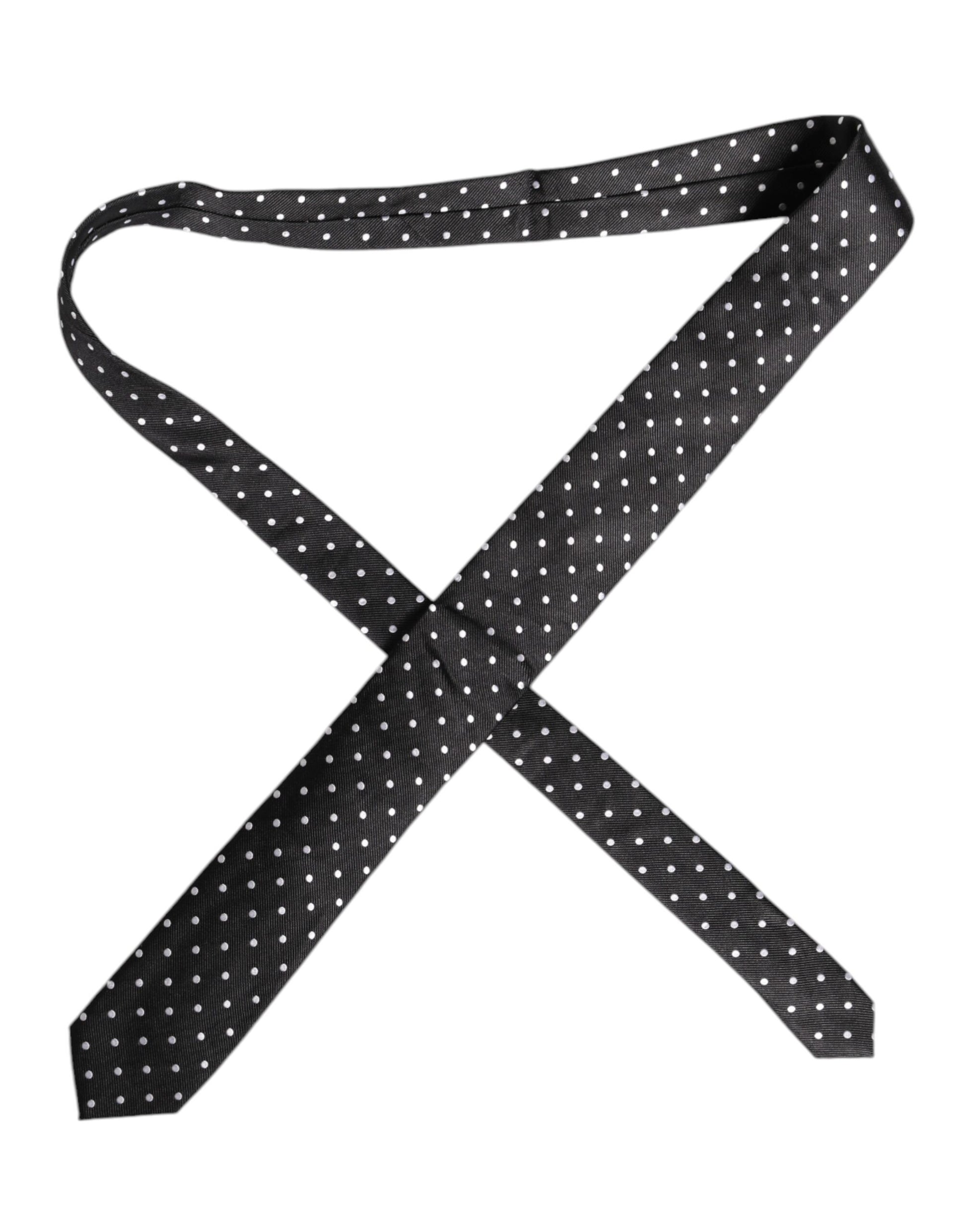 Black Polka Dots Silk Adjustable Necktie Tie