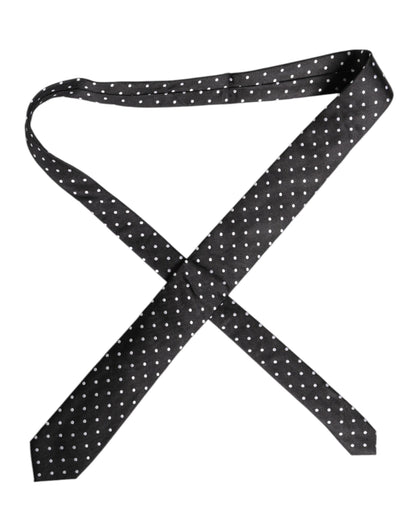 Black Polka Dots Silk Adjustable Necktie Tie