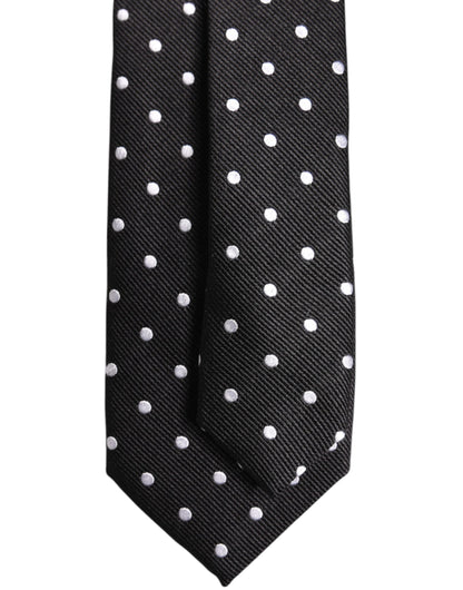 Black Polka Dots Silk Adjustable Necktie Tie