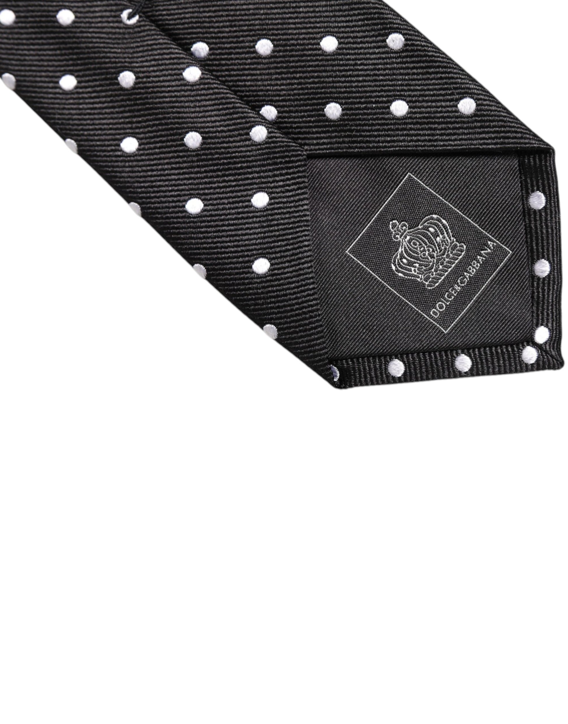 Black Polka Dots Silk Adjustable Necktie Tie