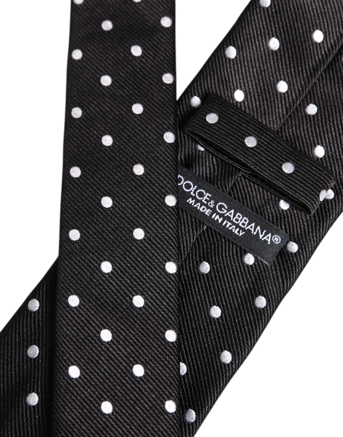 Black Polka Dots Silk Adjustable Necktie Tie