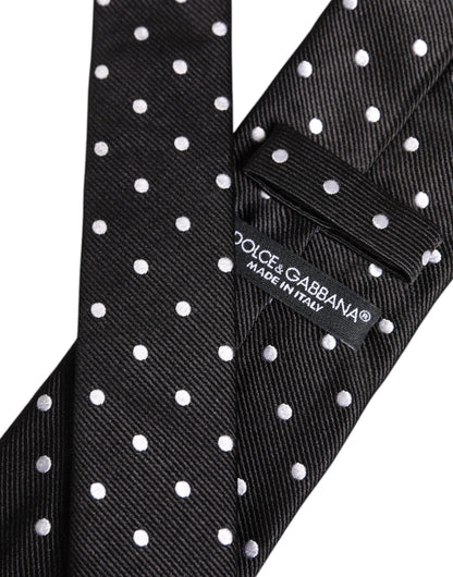 Black Polka Dots Silk Adjustable Necktie Tie