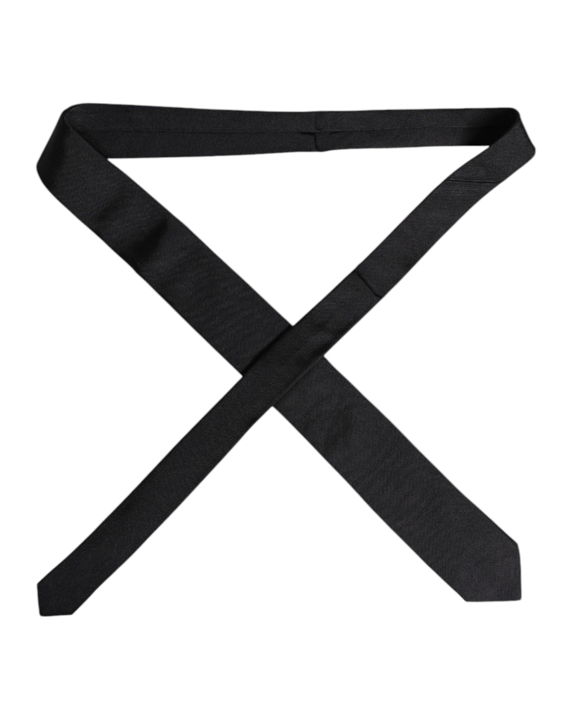 Black Solid Silk Adjustable Necktie Tie