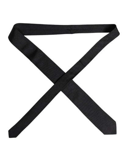 Black Solid Silk Adjustable Necktie Tie