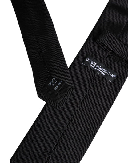 Black Solid Silk Adjustable Necktie Tie