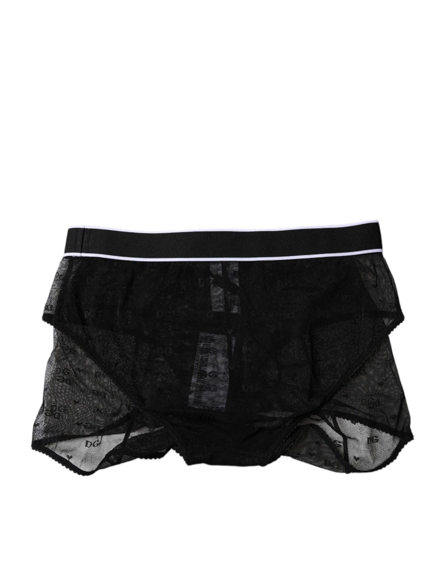 Black Tulle Nylon Mid Waist Panty Underwear