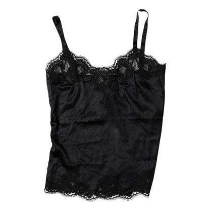 Black Lace Silk Blend Camisole Top Underwear