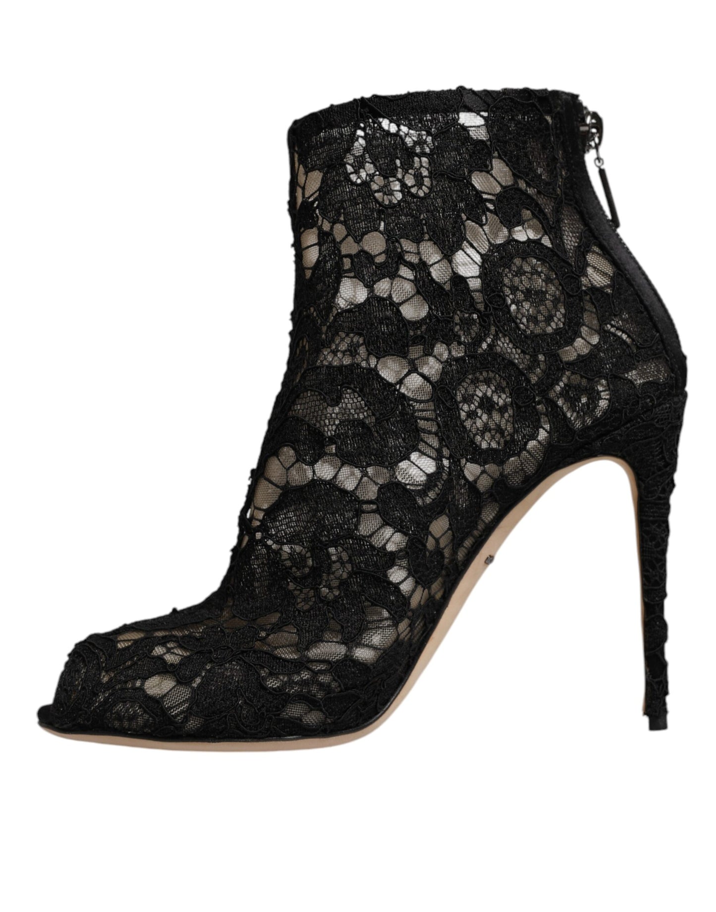 Black Floral Lace Heels Ankle Boots Shoes
