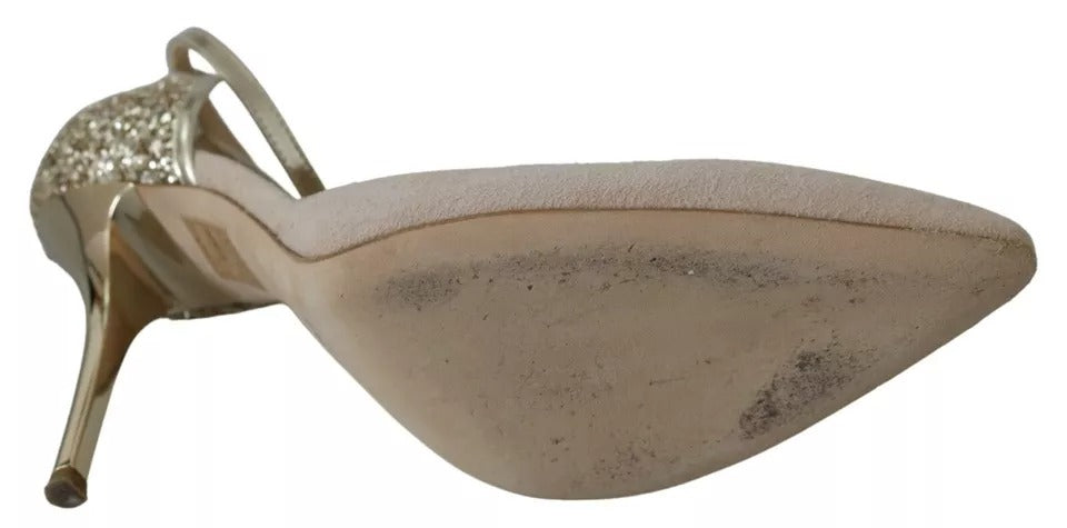 Beige Linen Ankle Strap High Heels Shoes