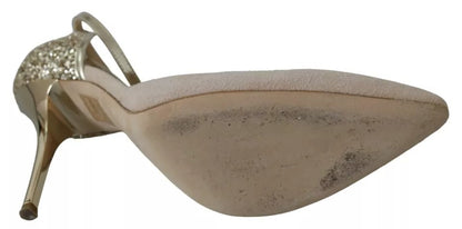 Beige Linen Ankle Strap High Heels Shoes