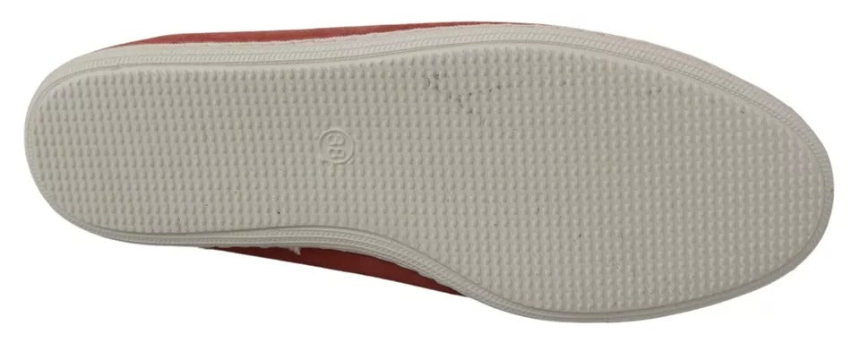 Coral Suede Lace Bow Loafers Ballet Flat Shoes