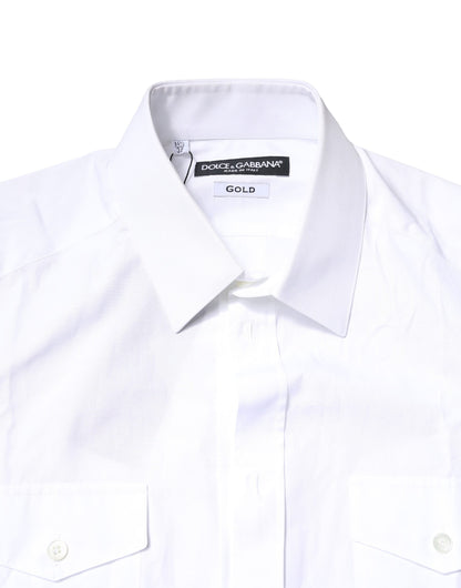 White GOLD Button Down Casual Men Polo Shirt