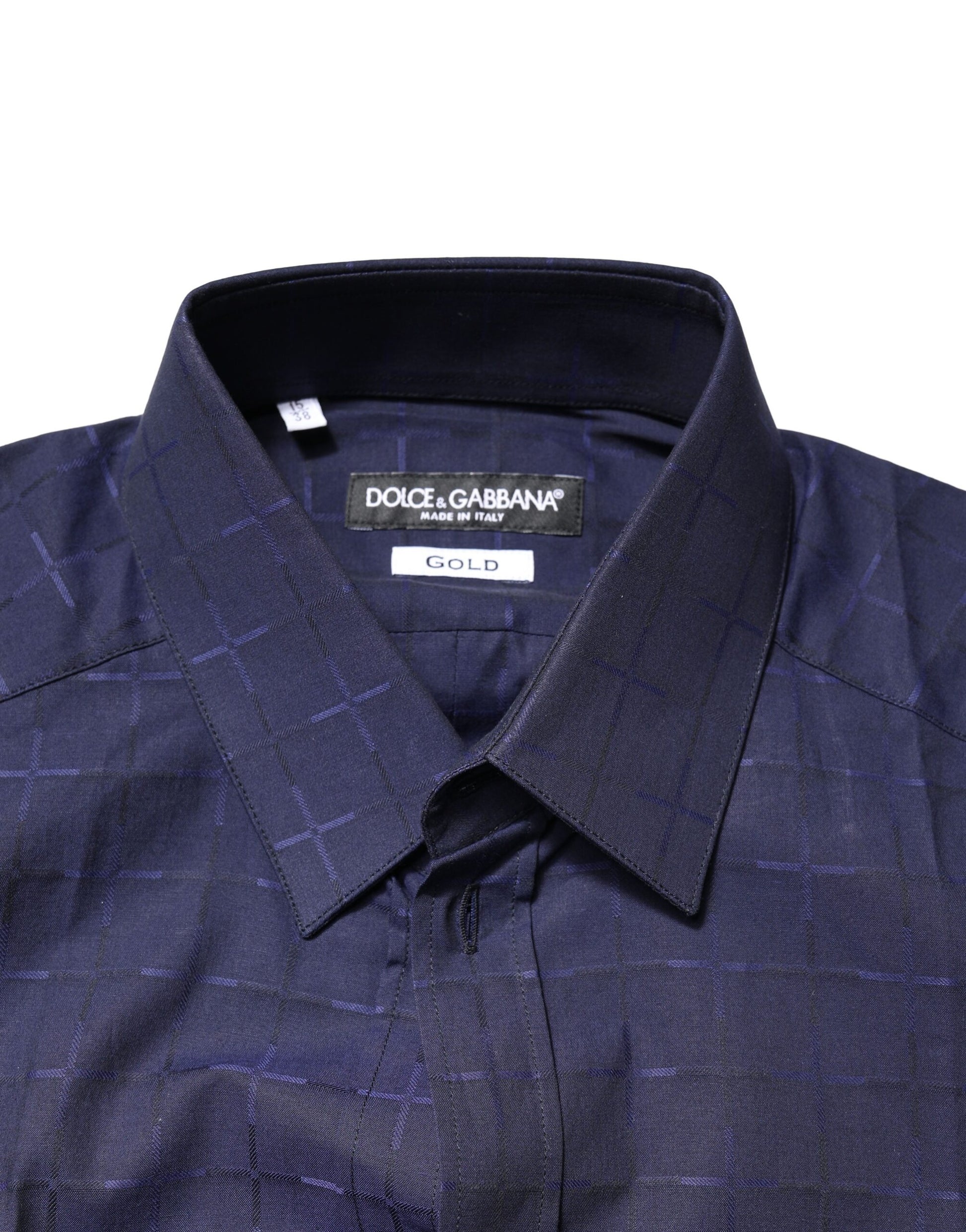 Blue Check Tartan GOLD Formal Dress Shirt