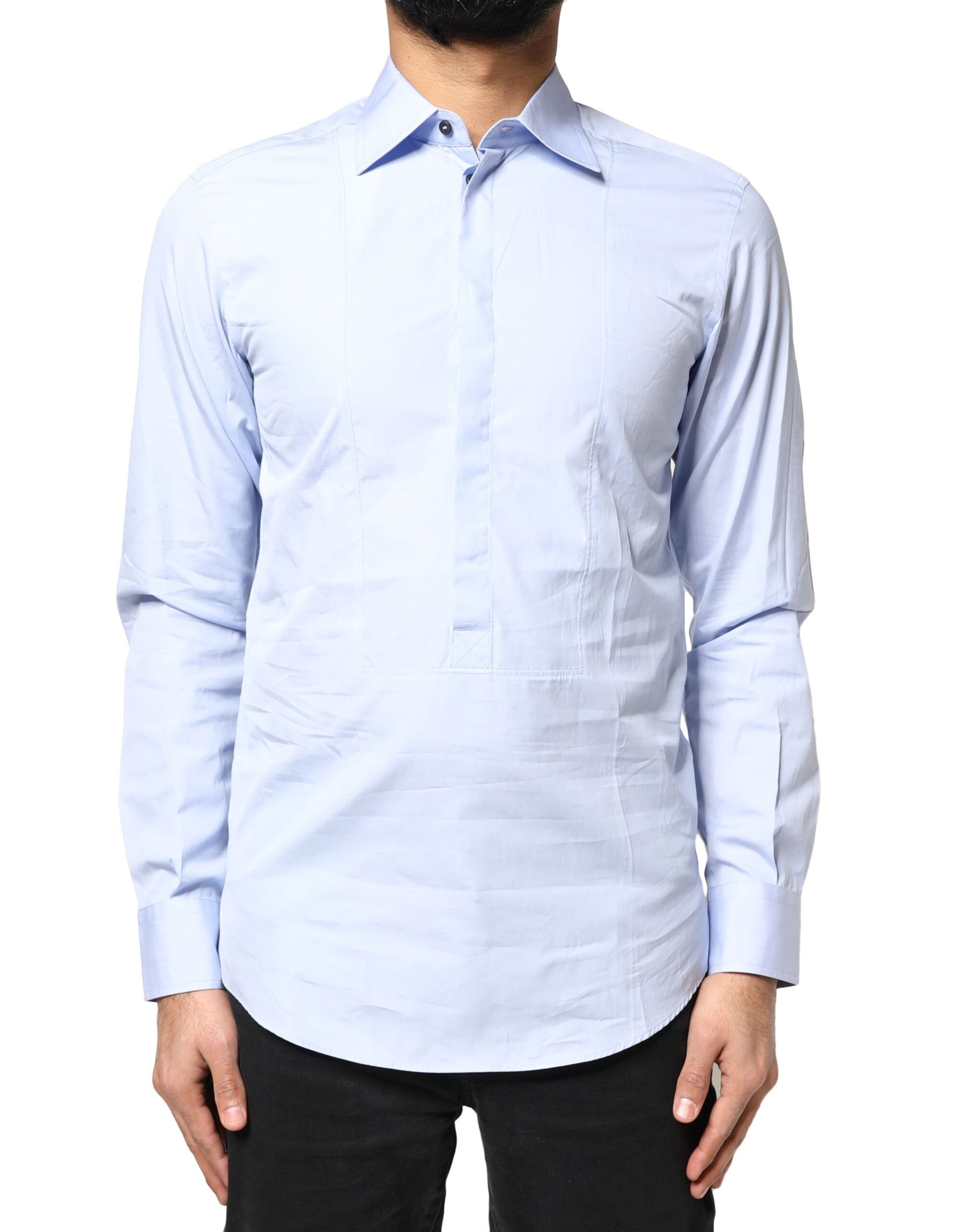 Light Blue Cotton Long Sleeves Dress Shirt