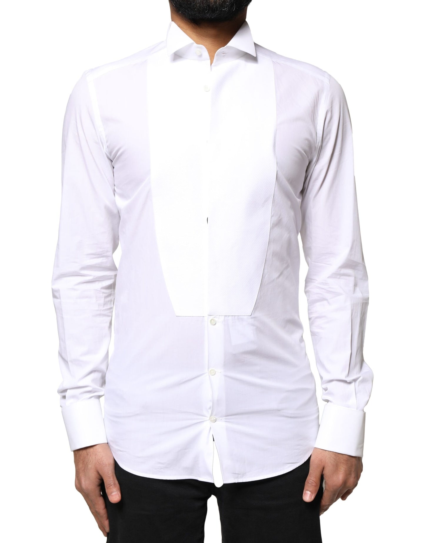 White GOLD Cotton Poplin Bib Formal Men Dress Shirt
