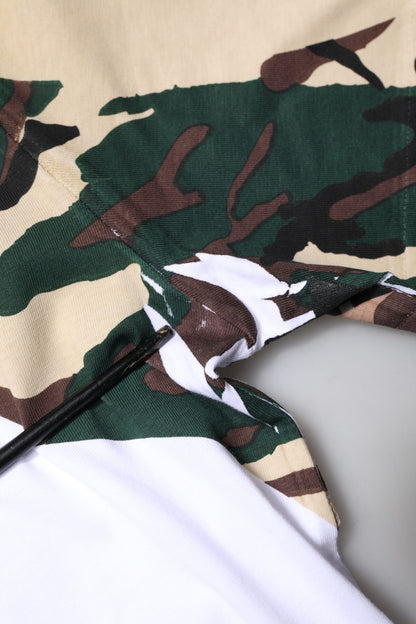 White Camouflage Stars Crew Neck T-shirt