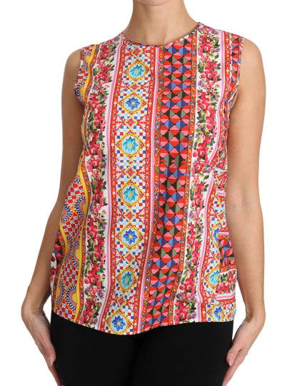 Carretto Print Pure Cotton Tank Top