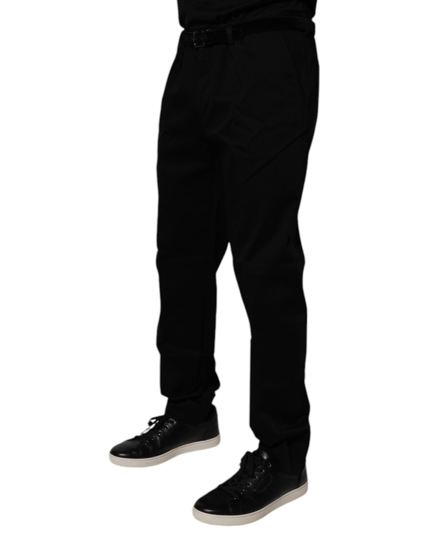 Black Cotton Men Skinny Dress Formal Pants