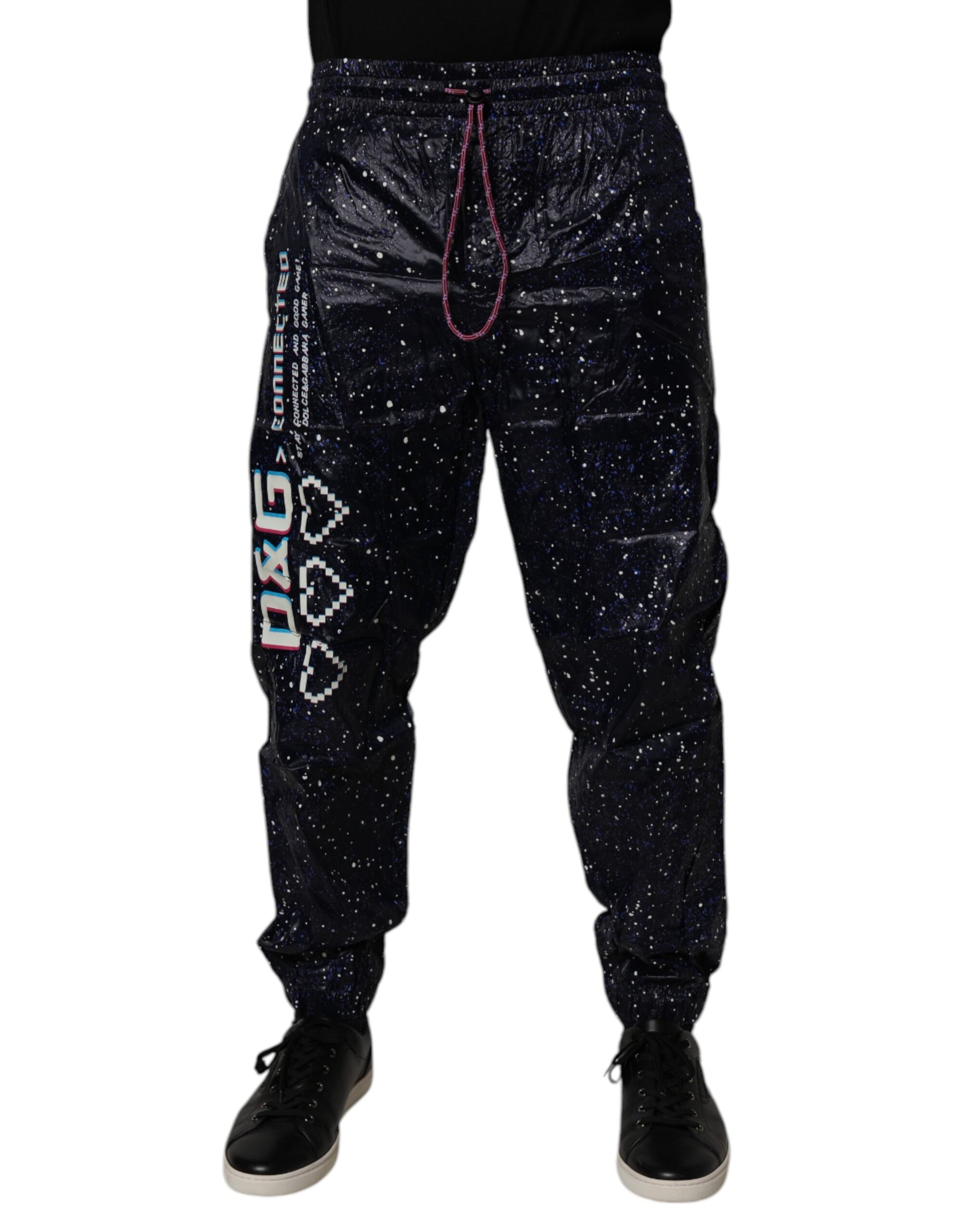 Dark Blue DG Game Print Cotton Jogger Pants