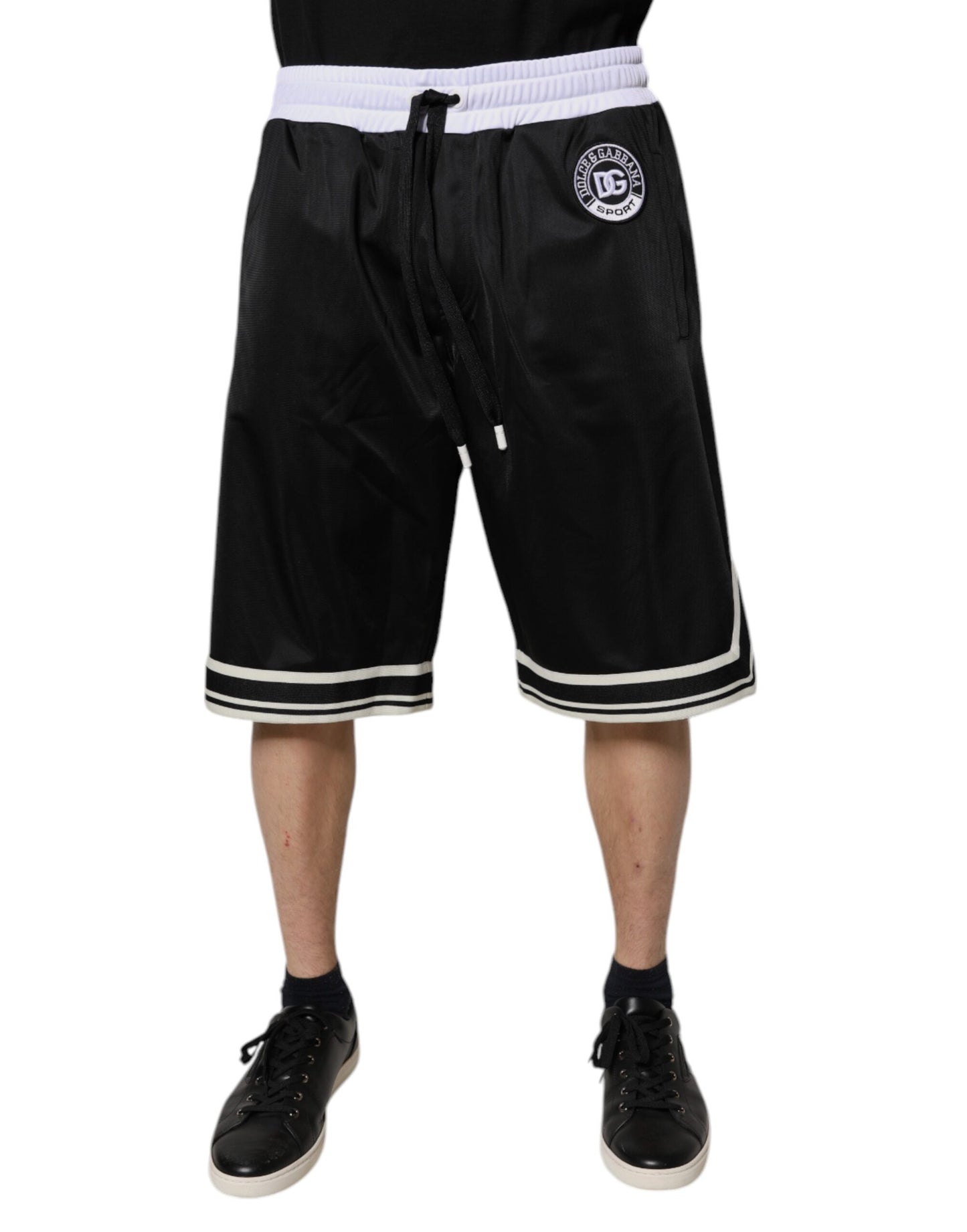 Black White Men Bermuda Sweatshorts Shorts