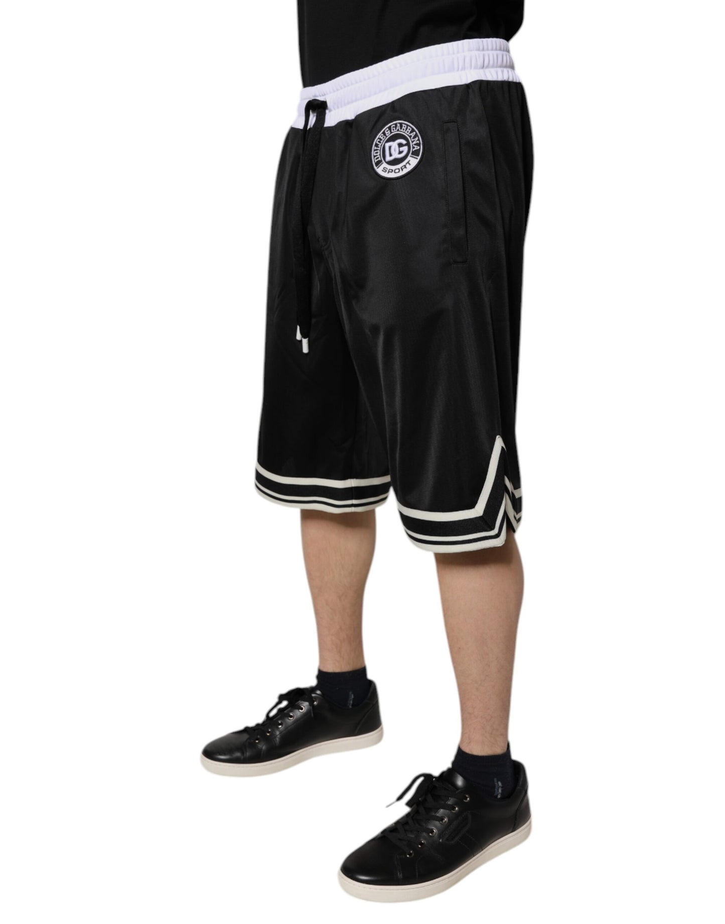 Black White Men Bermuda Sweatshorts Shorts