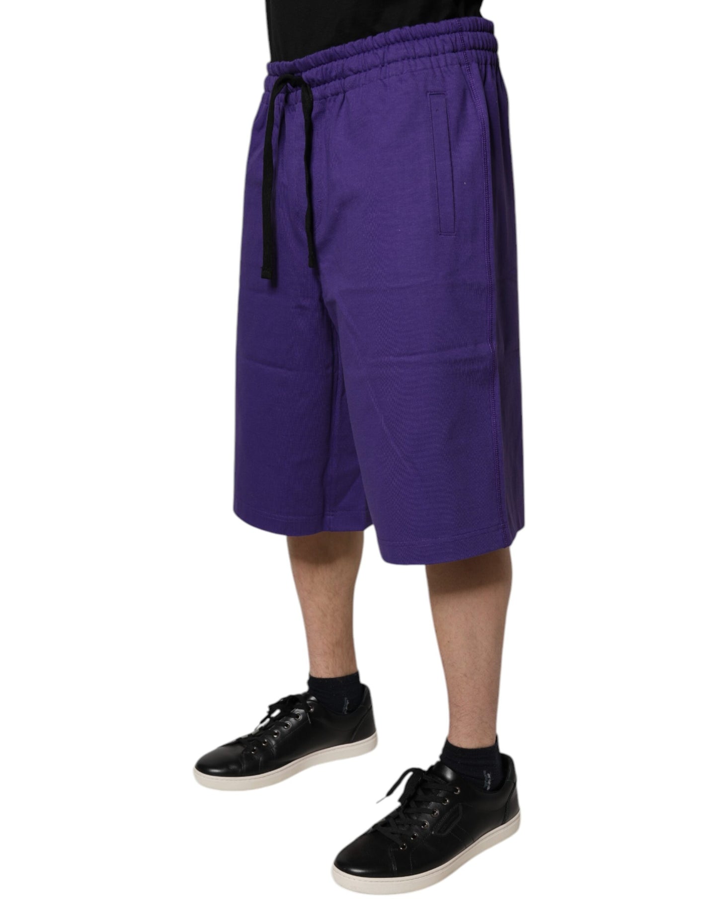 Purple Cotton Men Bermuda Sweatshorts Shorts