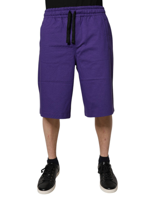 Purple Cotton Men Bermuda Sweatshorts Shorts