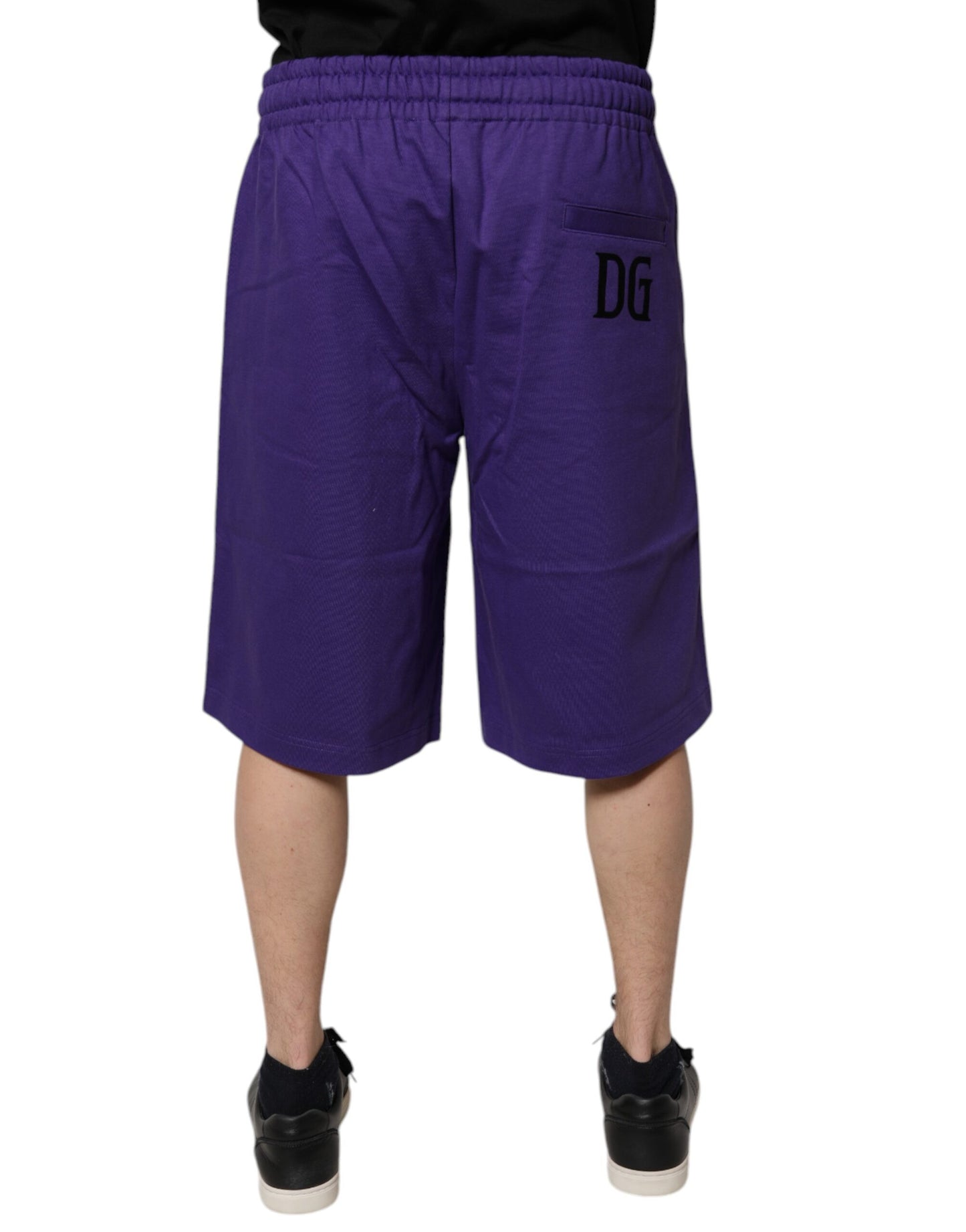 Purple Cotton Men Bermuda Sweatshorts Shorts