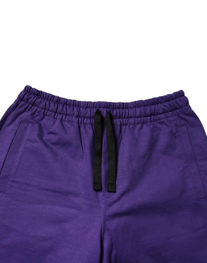 Purple Cotton Men Bermuda Sweatshorts Shorts