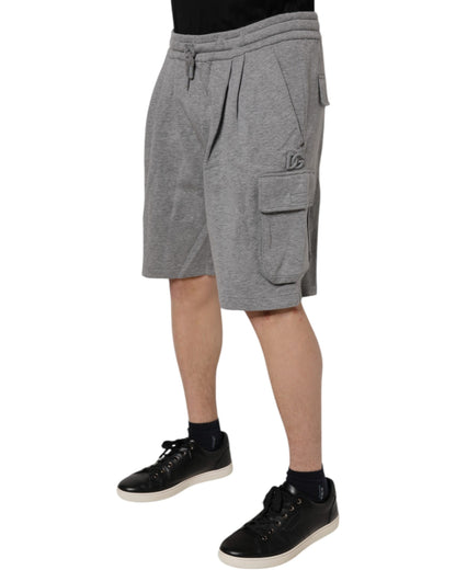 Gray Cotton Cargo Bermuda Sweatshorts Shorts