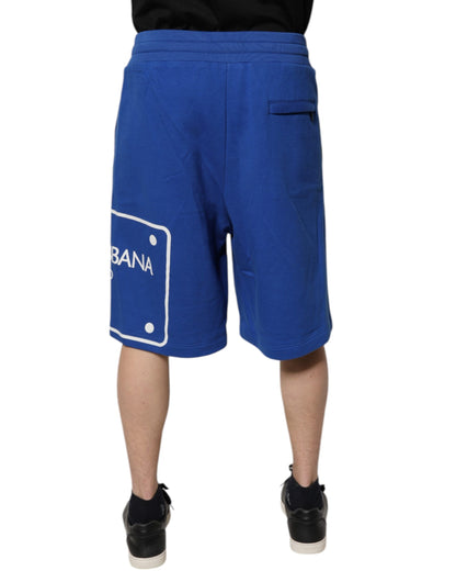Blue Logo Cotton Bermuda Sweatshorts Shorts
