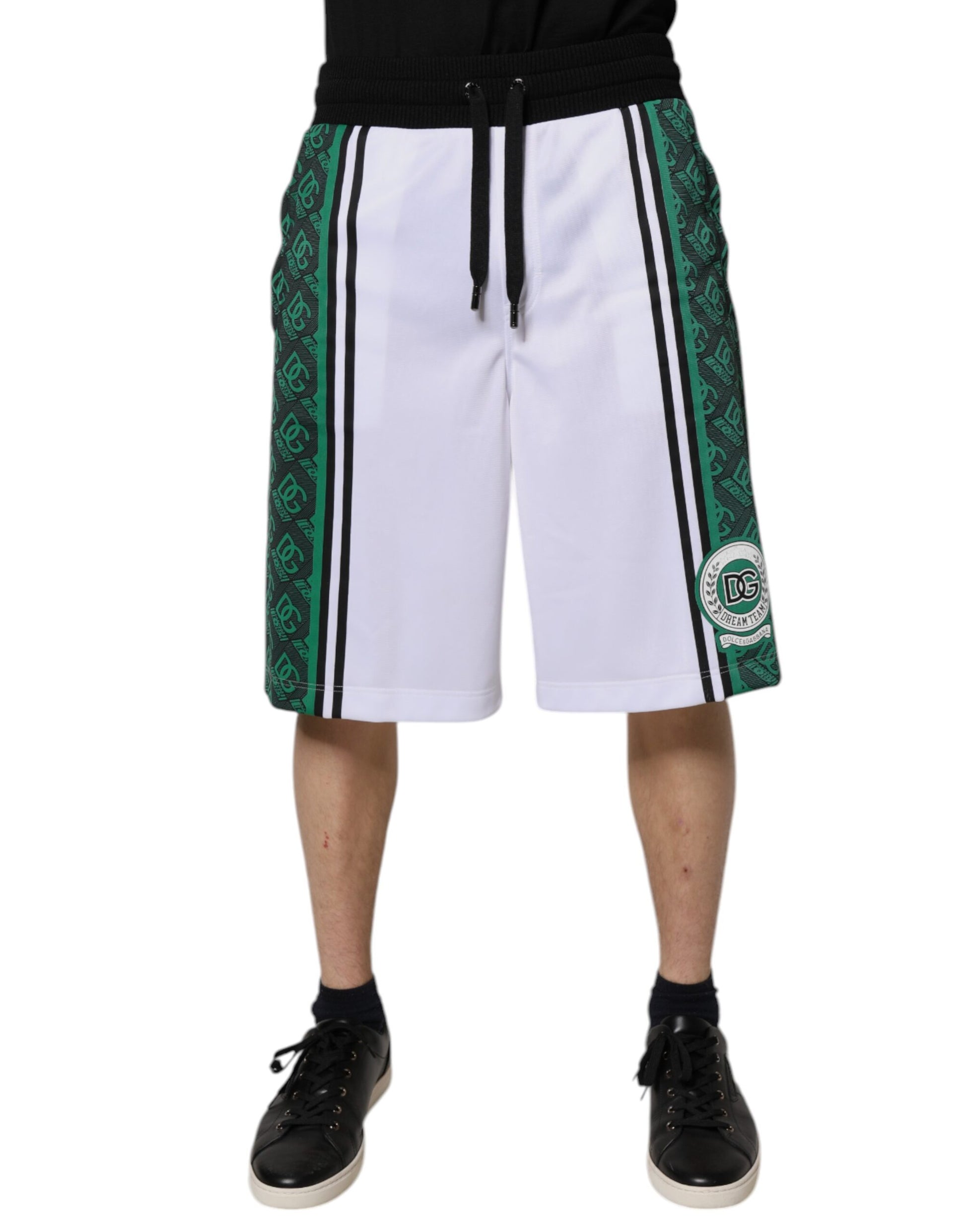 White Green Men Jersey Sweatshorts Shorts