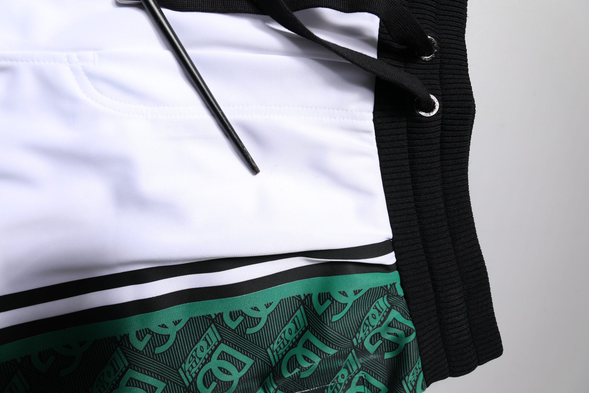 White Green Men Jersey Sweatshorts Shorts