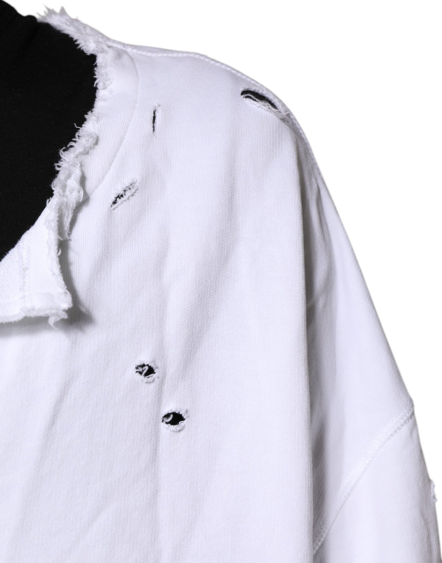 White Cotton Men Pullover Sweatshirt Sweater