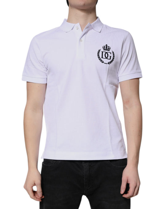 White Cotton Crown Collared Men Polo T-shirt