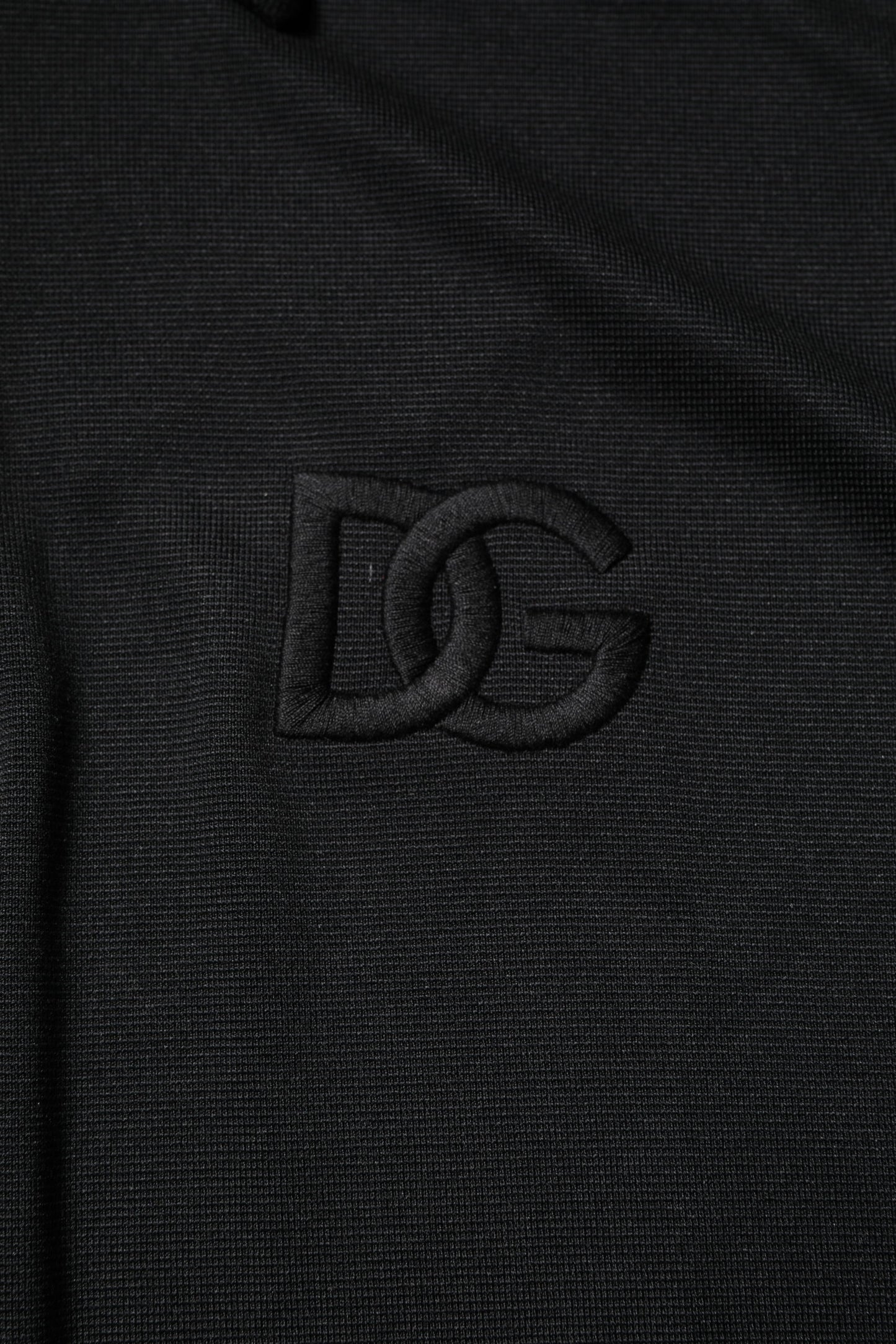 Black Polyester DG Logo Collared Polo T-shirt