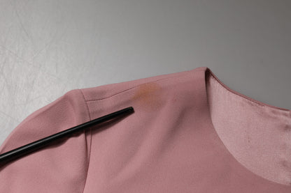 Pink A-line Flare Viscose 3/4 Sleeves Dress