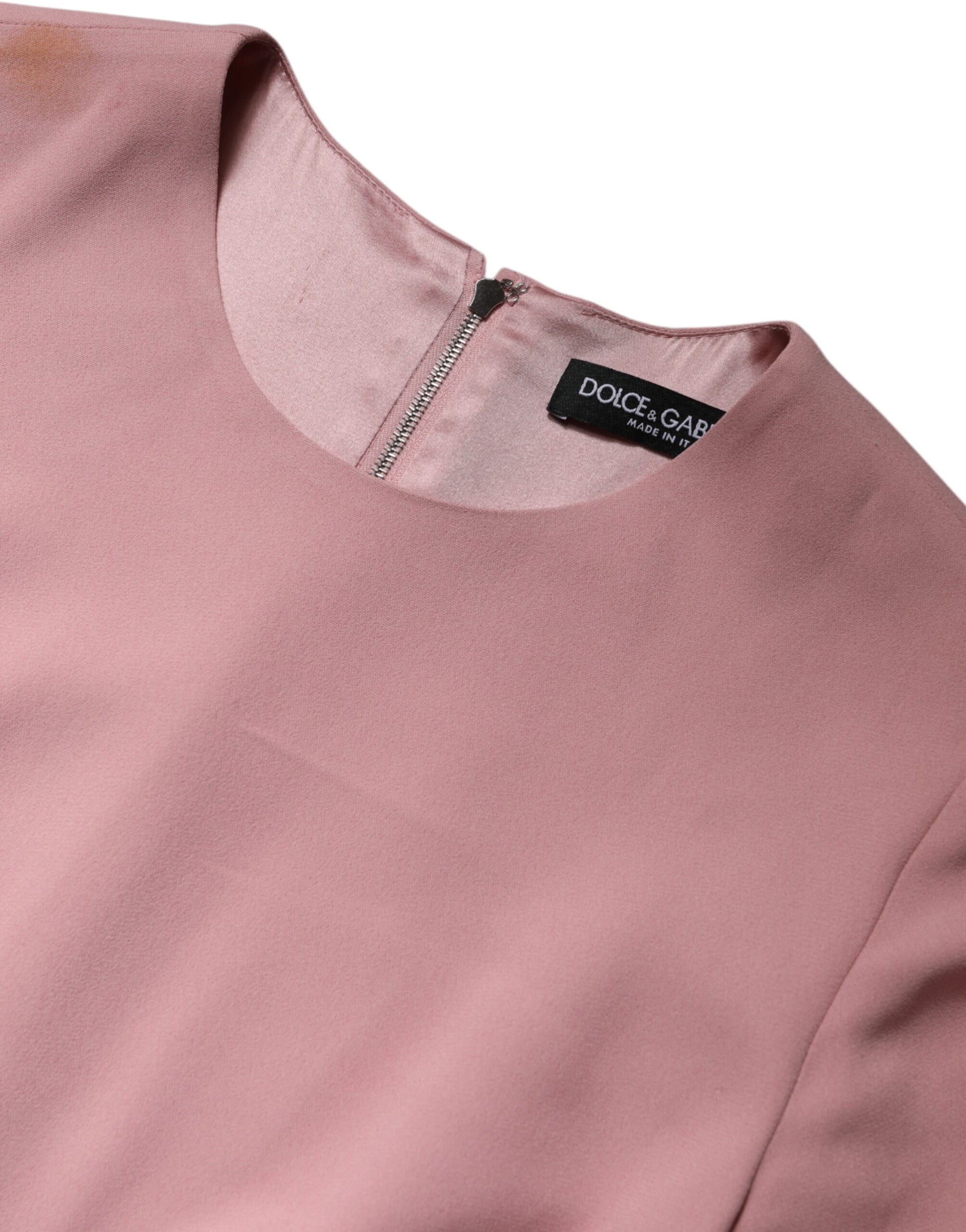 Pink A-line Flare Viscose 3/4 Sleeves Dress