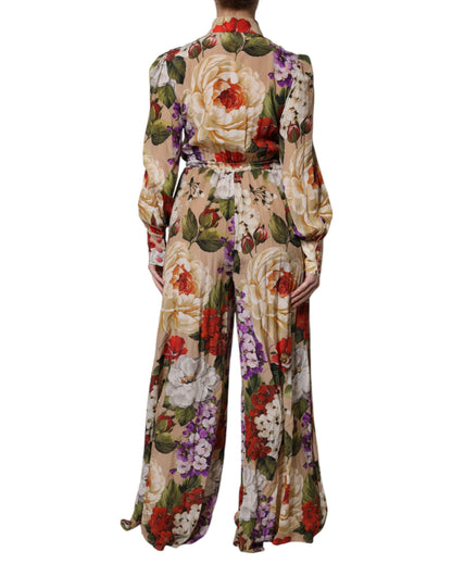 Multicolor Floral Wide Leg Jumpsuit Dress