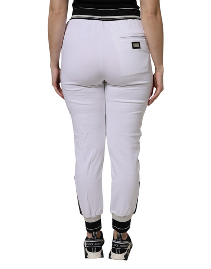 White Cotton Stretch Jogger Sweatpants Pants
