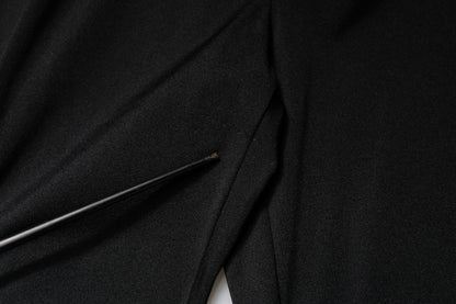 Black Nylon High Waist Slim Fit Pants