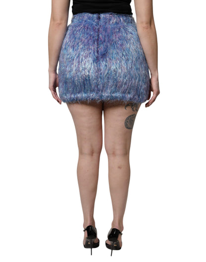Multicolor Plush High Waist Mini Skirt