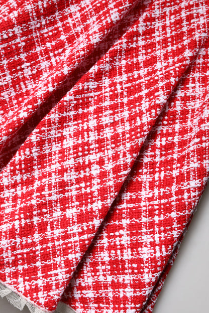 Red White High Waist A-line Above Knee Skirt