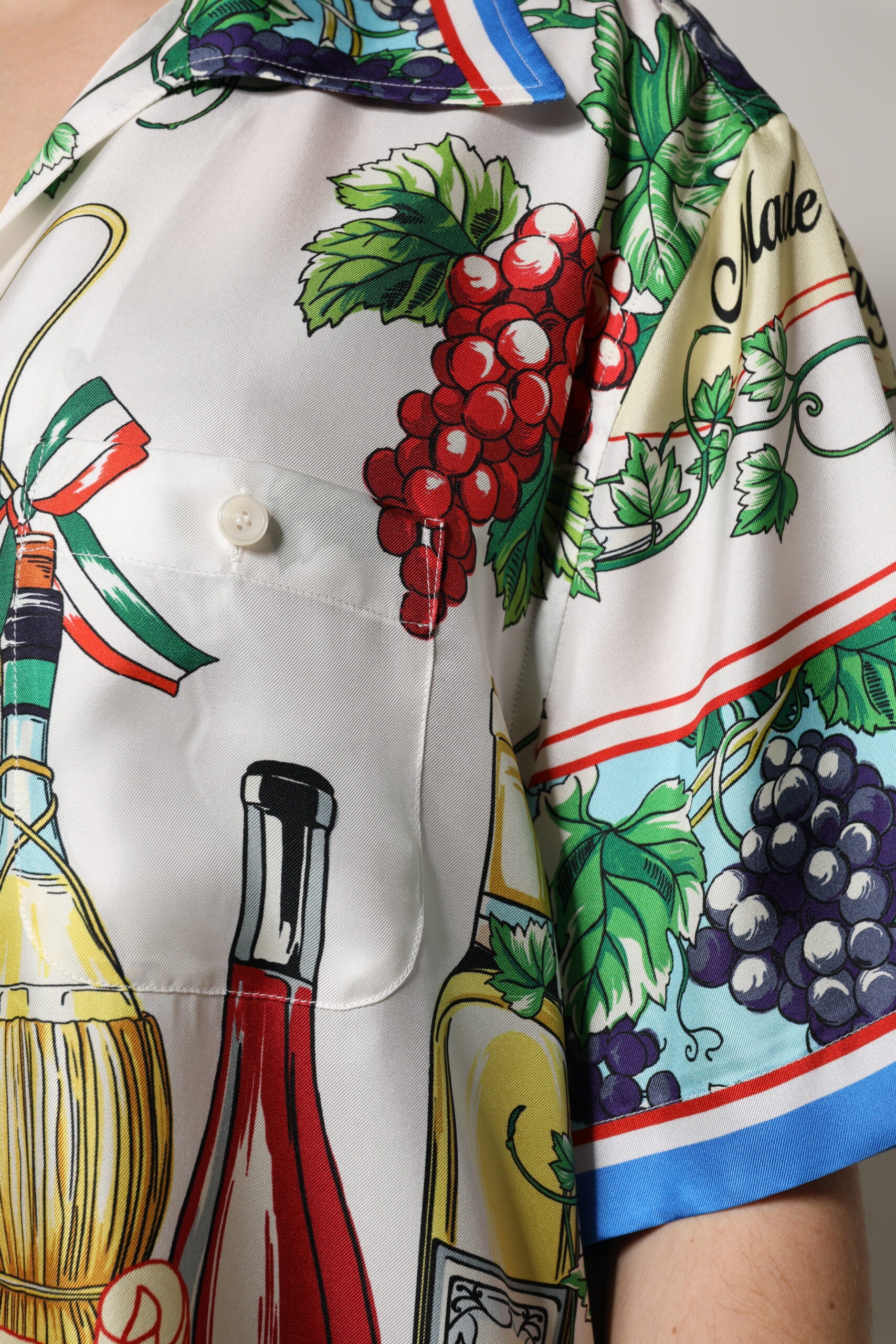 Multicolor Short Sleeve Silk Food Shirt Top