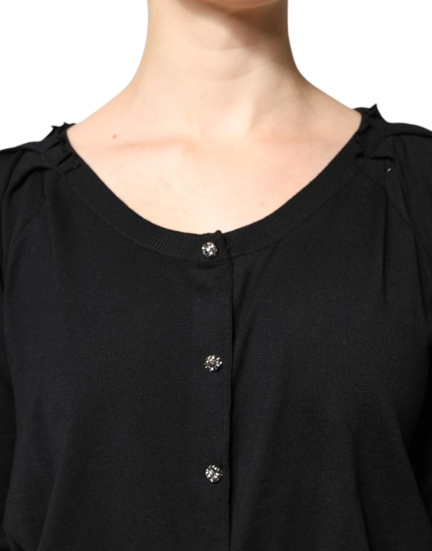 Black Button Down Short Sleeve Blouse Top