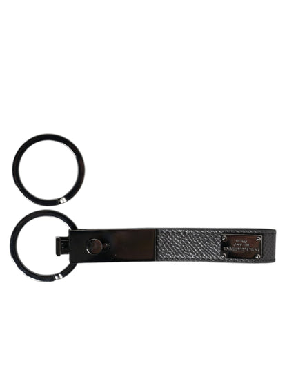 Brown Leather DG Plaque Double Keyring Holder Keychain